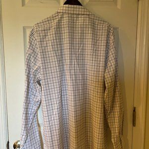 NWT Banana Republic Mens White Box Pattern Button Down Front Dress Shirt XL